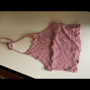 Red and white striped crop top